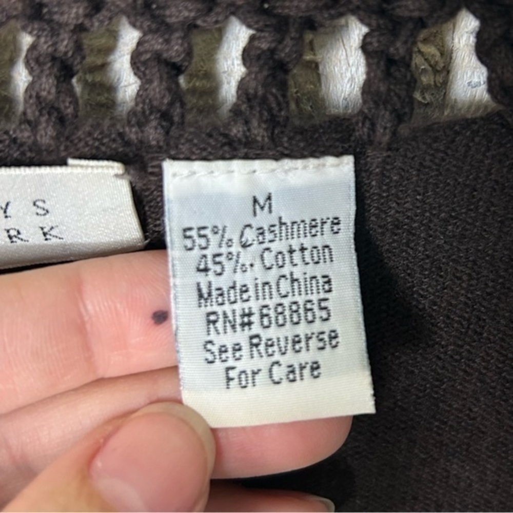 Barneys New York Cashmere Blend Brown Short Sleeve Cardigan - Picture 6 of 6